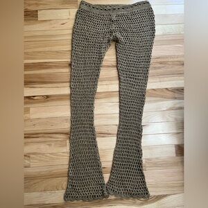 Fashion Nova Tan Crochet Flare Pants